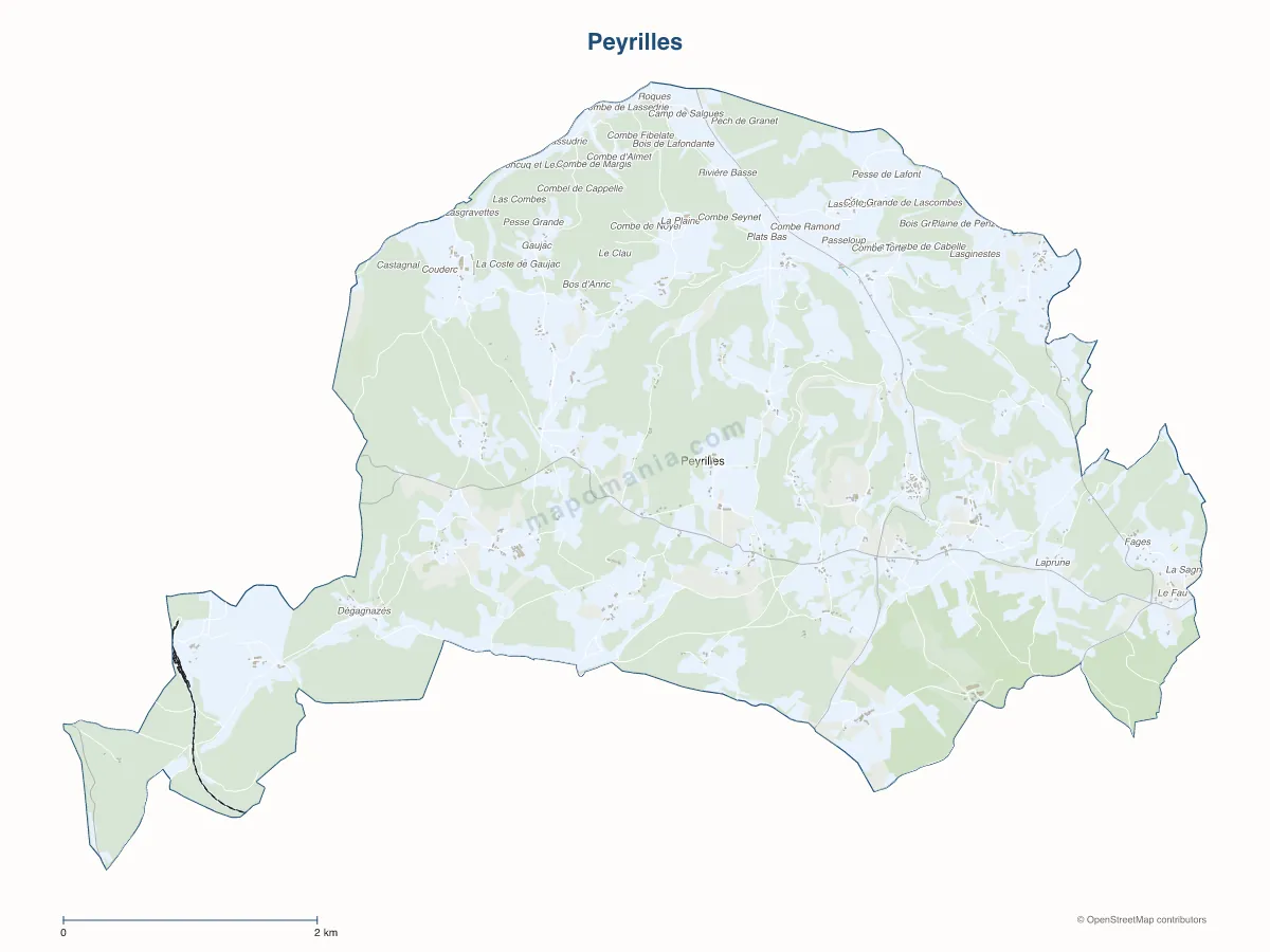 Carte de Peyrilles à personnaliser