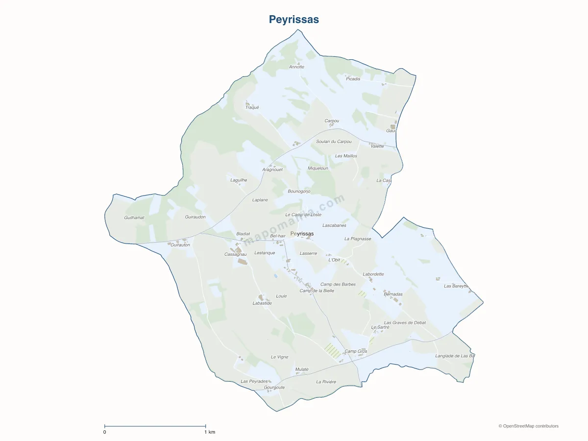 Carte de Peyrissas à personnaliser