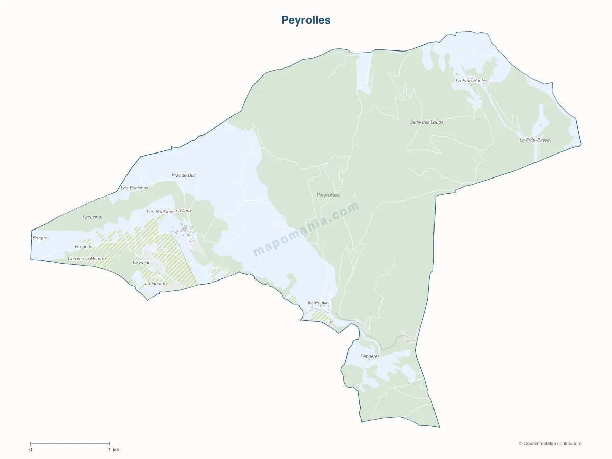Carte de Peyrolles à personnaliser