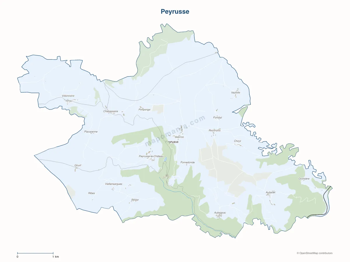 Carte de Peyrusse à personnaliser