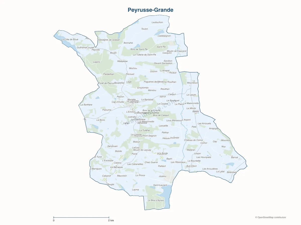 Carte de Peyrusse-Grande à personnaliser