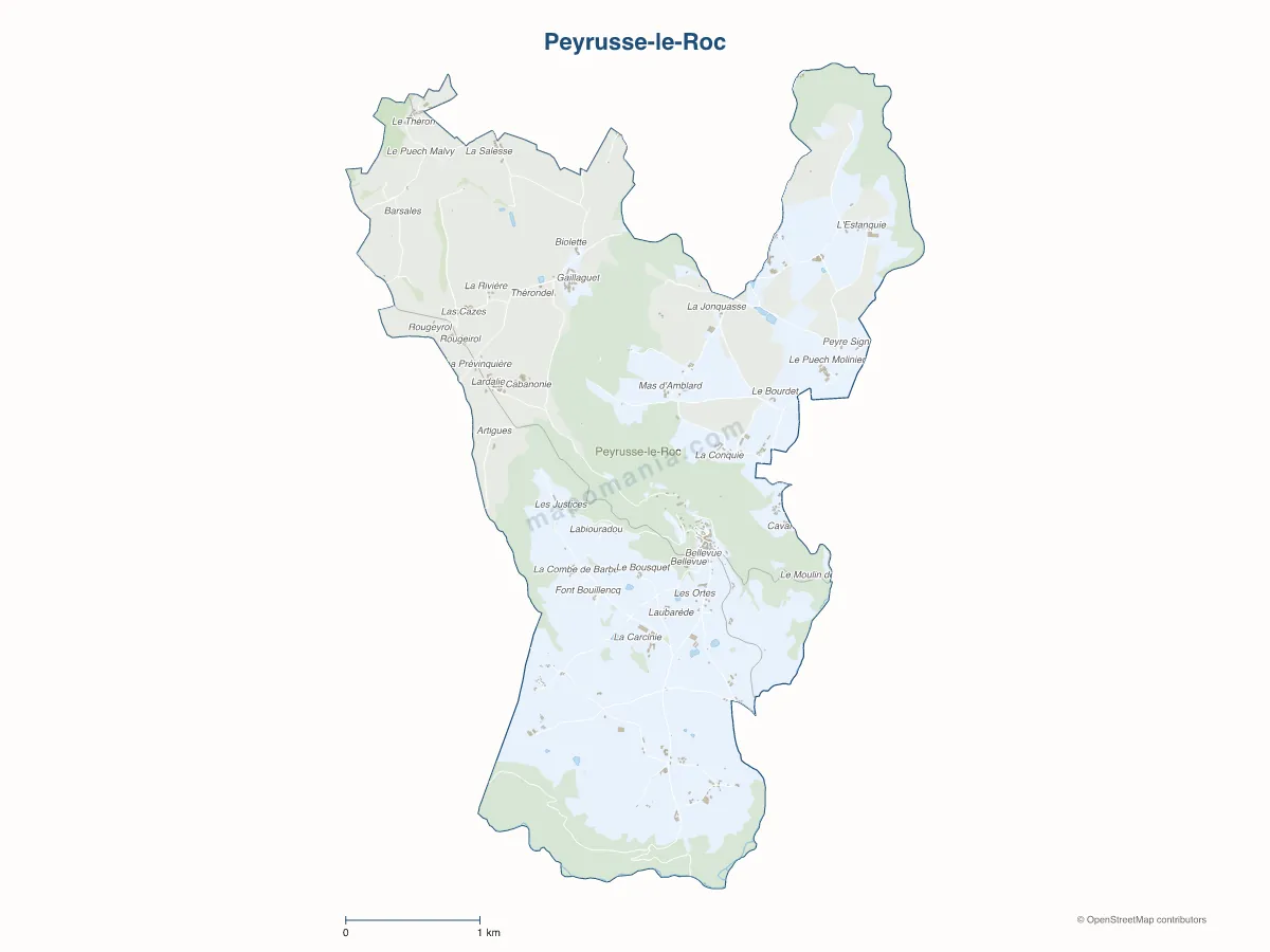 Carte de Peyrusse-le-Roc à personnaliser