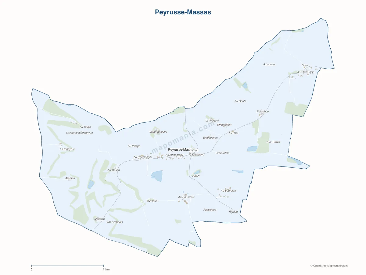 Carte de Peyrusse-Massas à personnaliser