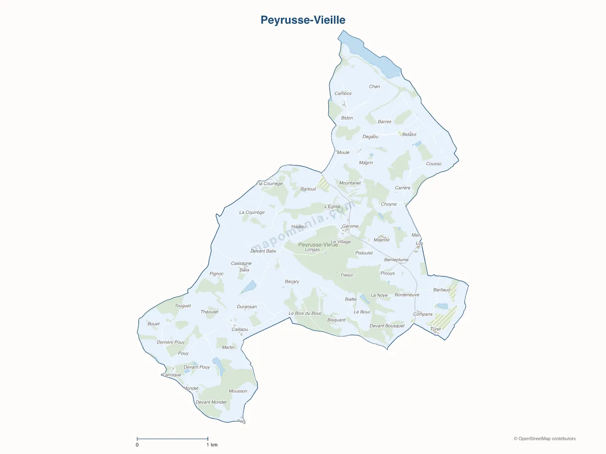 Carte de Peyrusse-Vieille à personnaliser