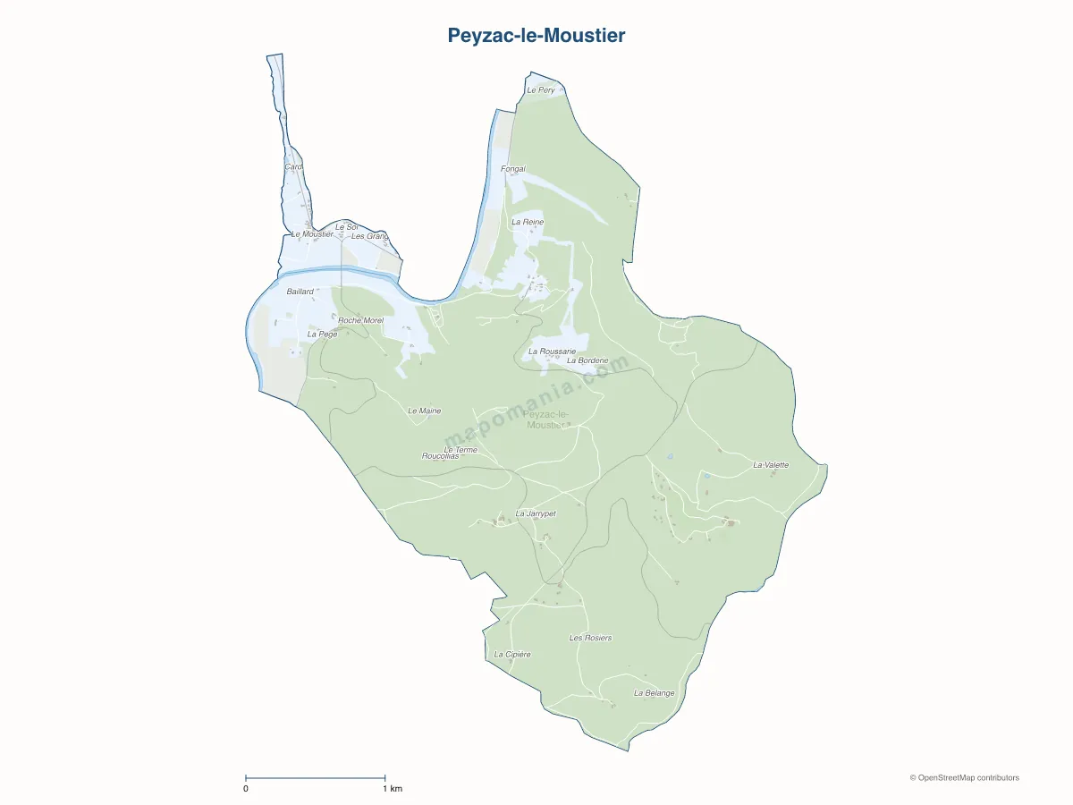 Carte de Peyzac-le-Moustier à personnaliser