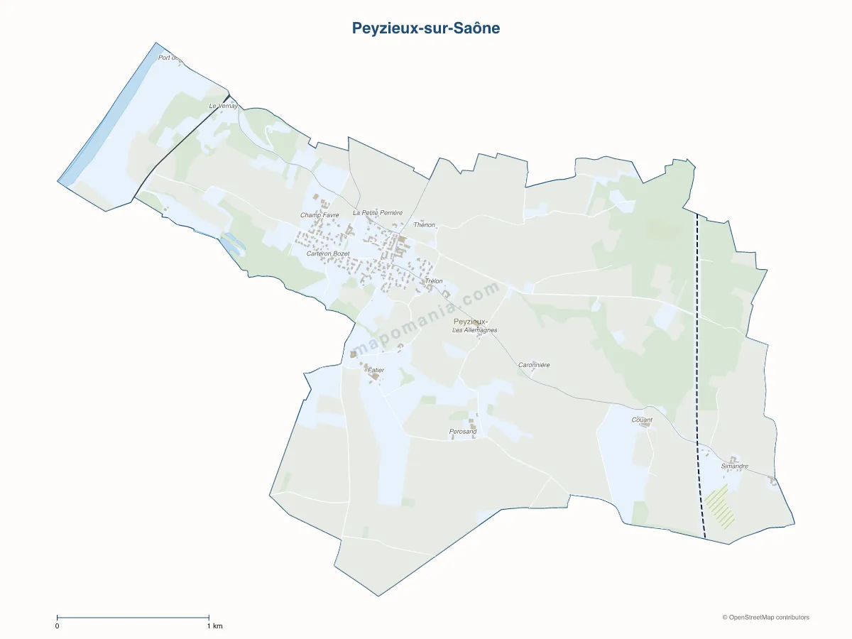 Carte de Peyzieux-sur-Saône à personnaliser