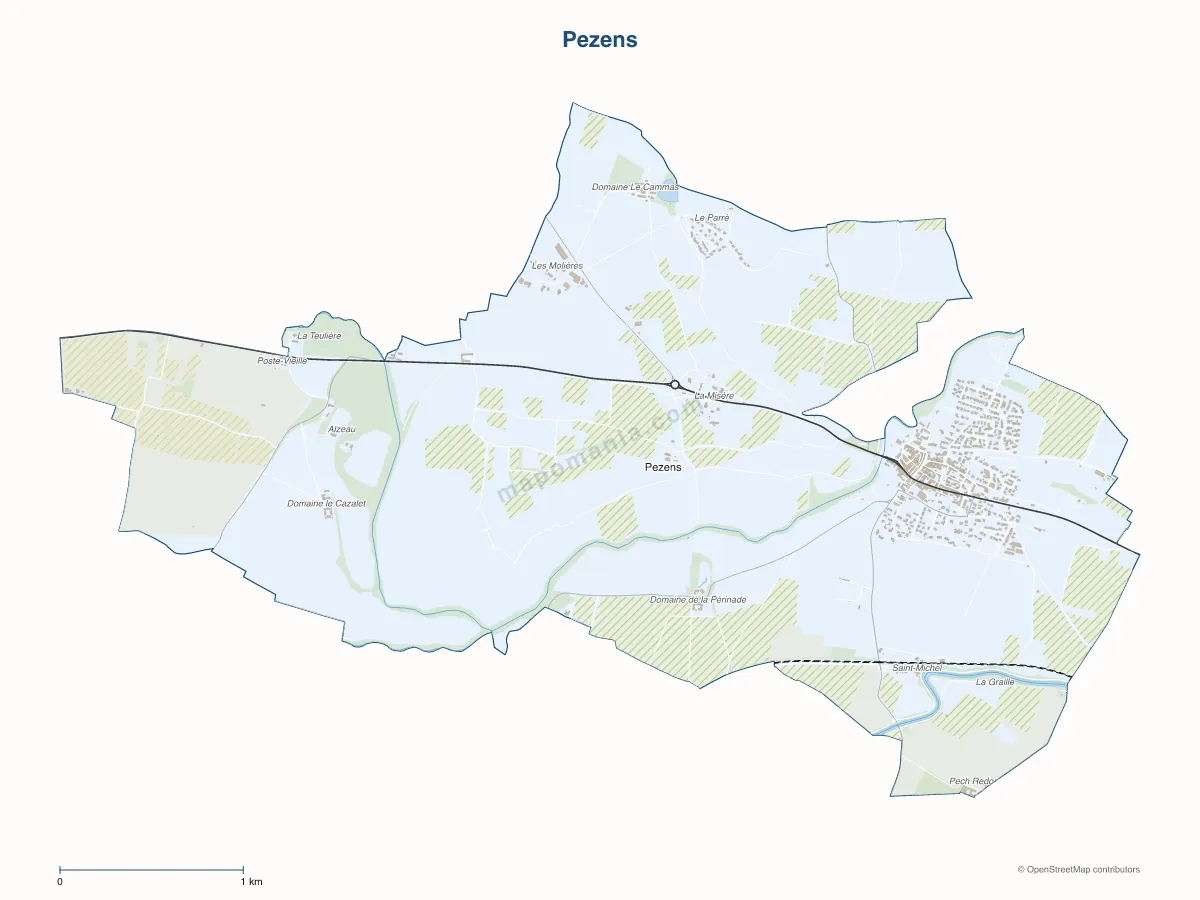 Carte de Pezens à personnaliser