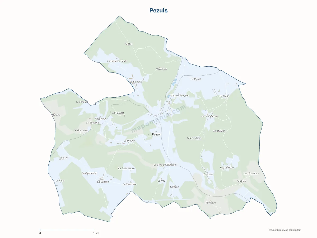Carte de Pezuls à personnaliser