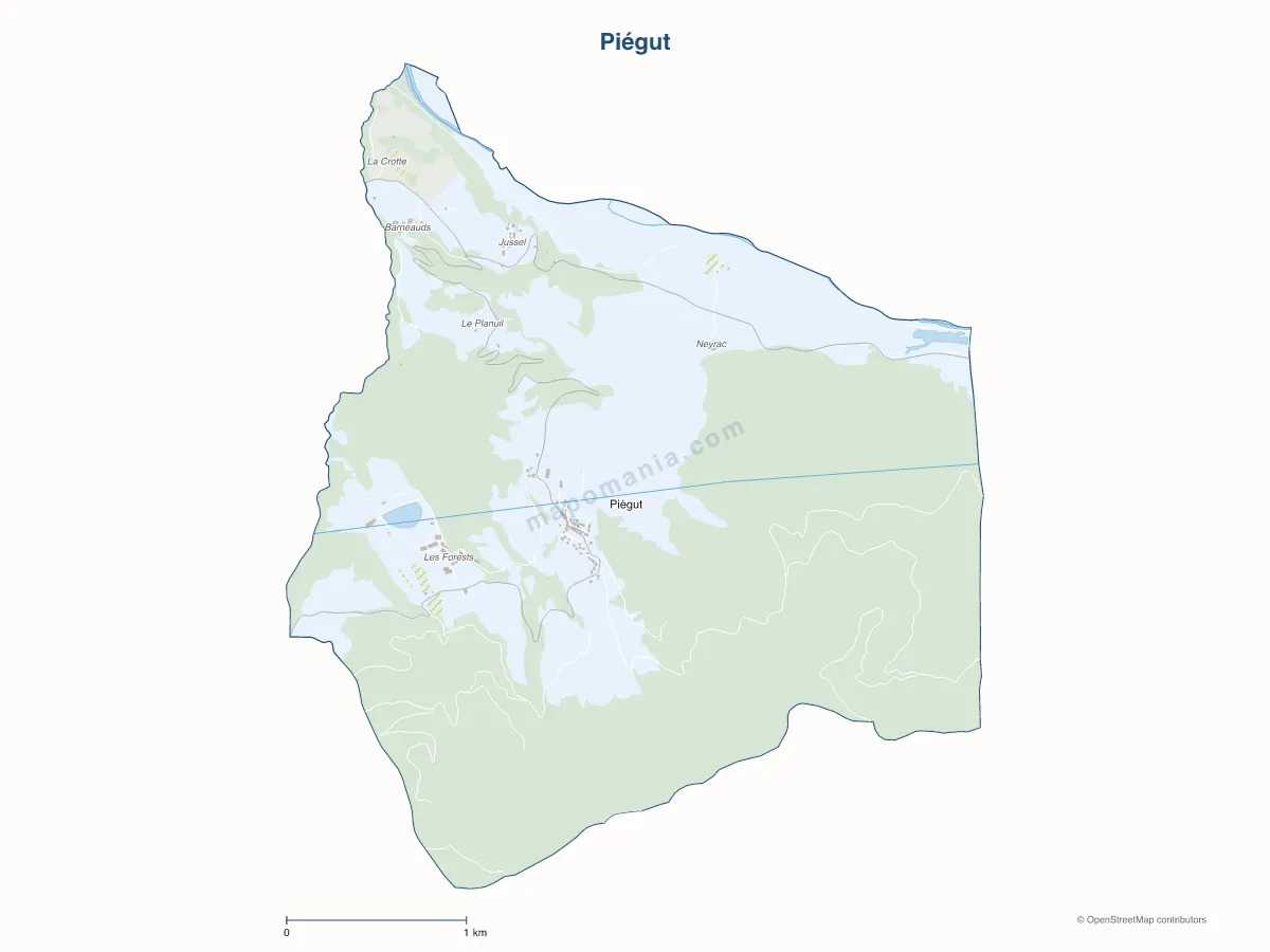 Carte de Piégut à personnaliser