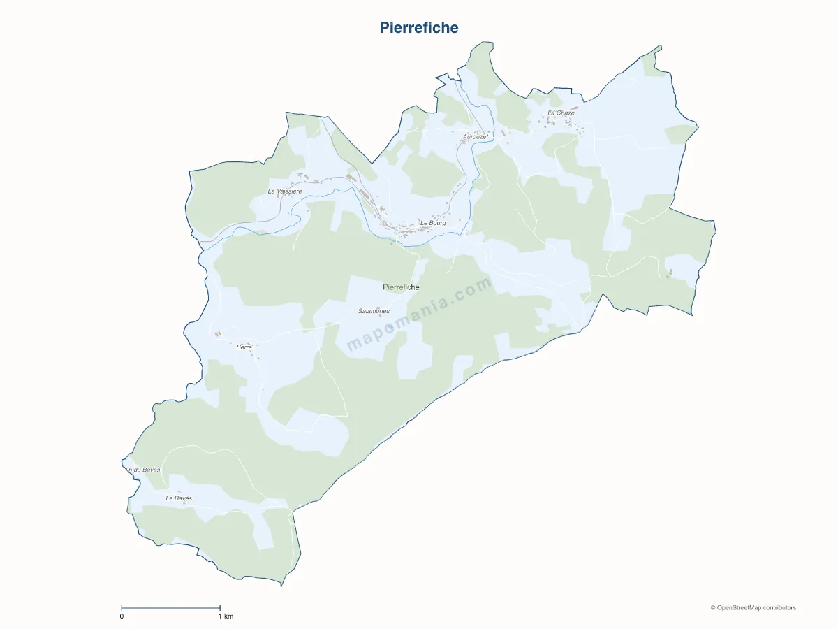 Carte de Pierrefiche à personnaliser