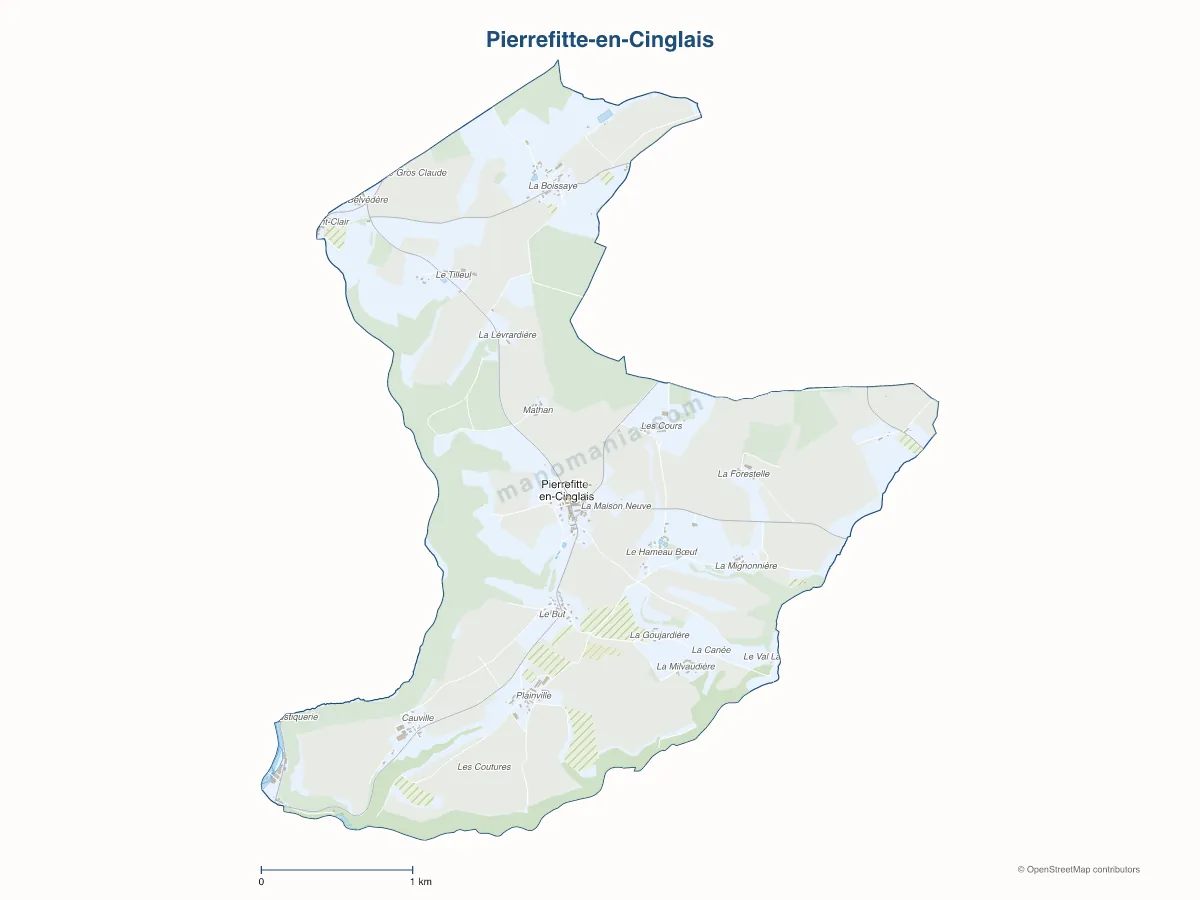 Carte de Pierrefitte-en-Cinglais à personnaliser