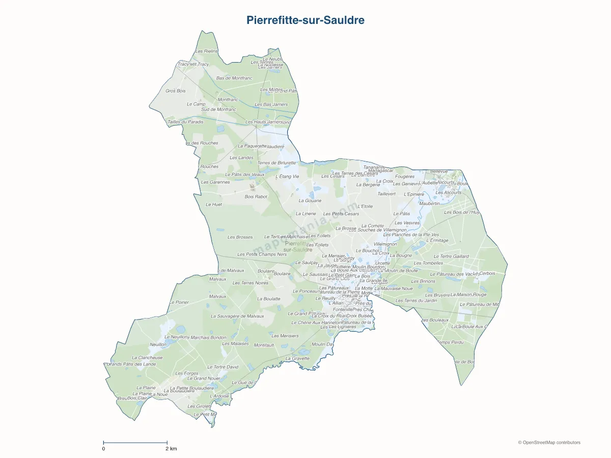 Carte de Pierrefitte-sur-Sauldre à personnaliser
