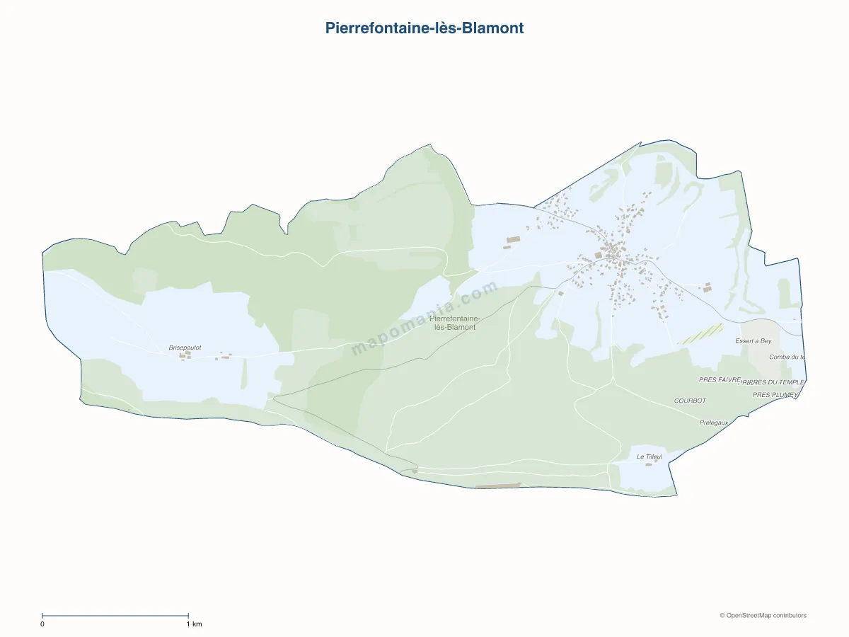 Carte de Pierrefontaine-lès-Blamont à personnaliser