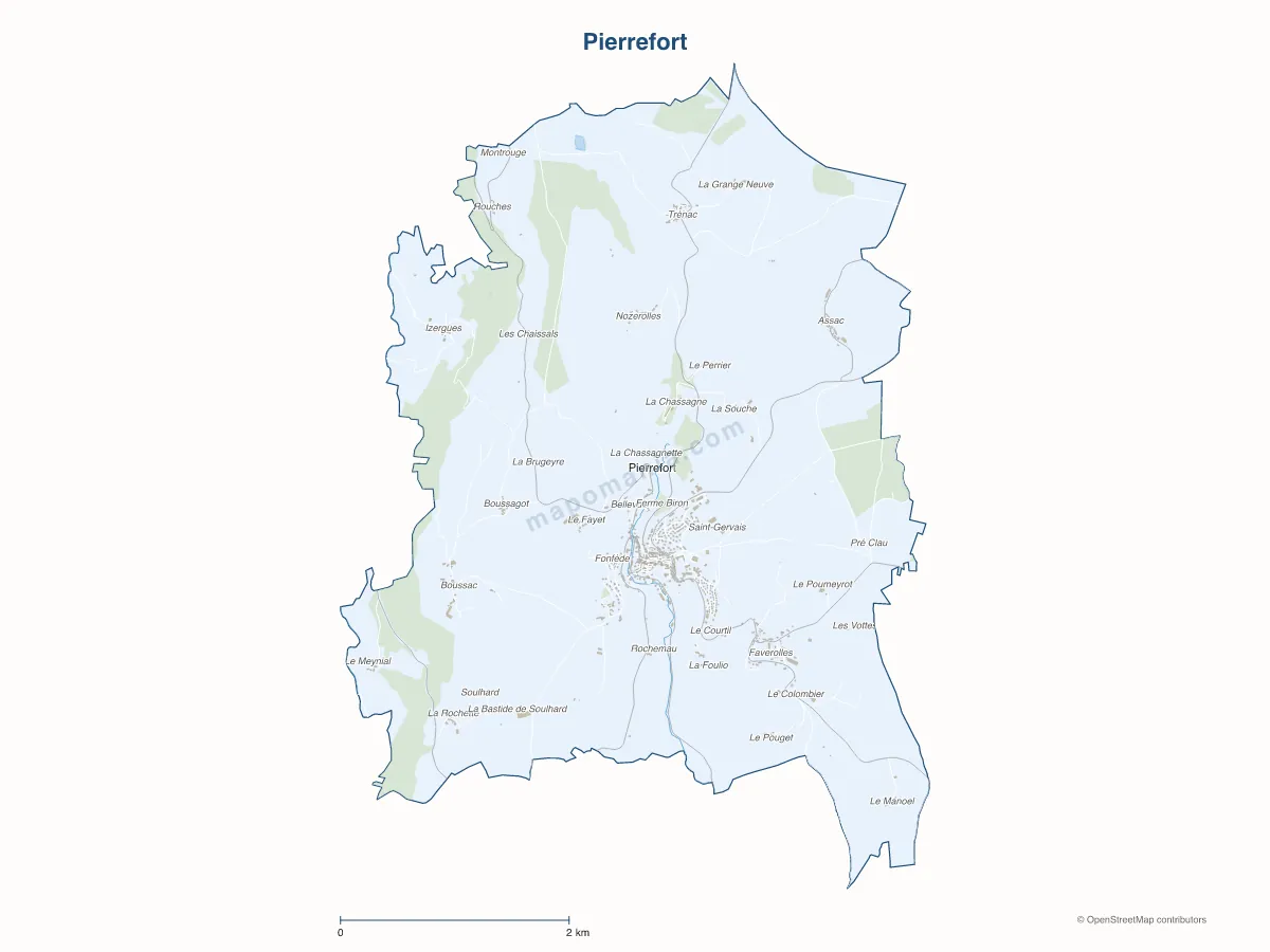 Carte de Pierrefort à personnaliser