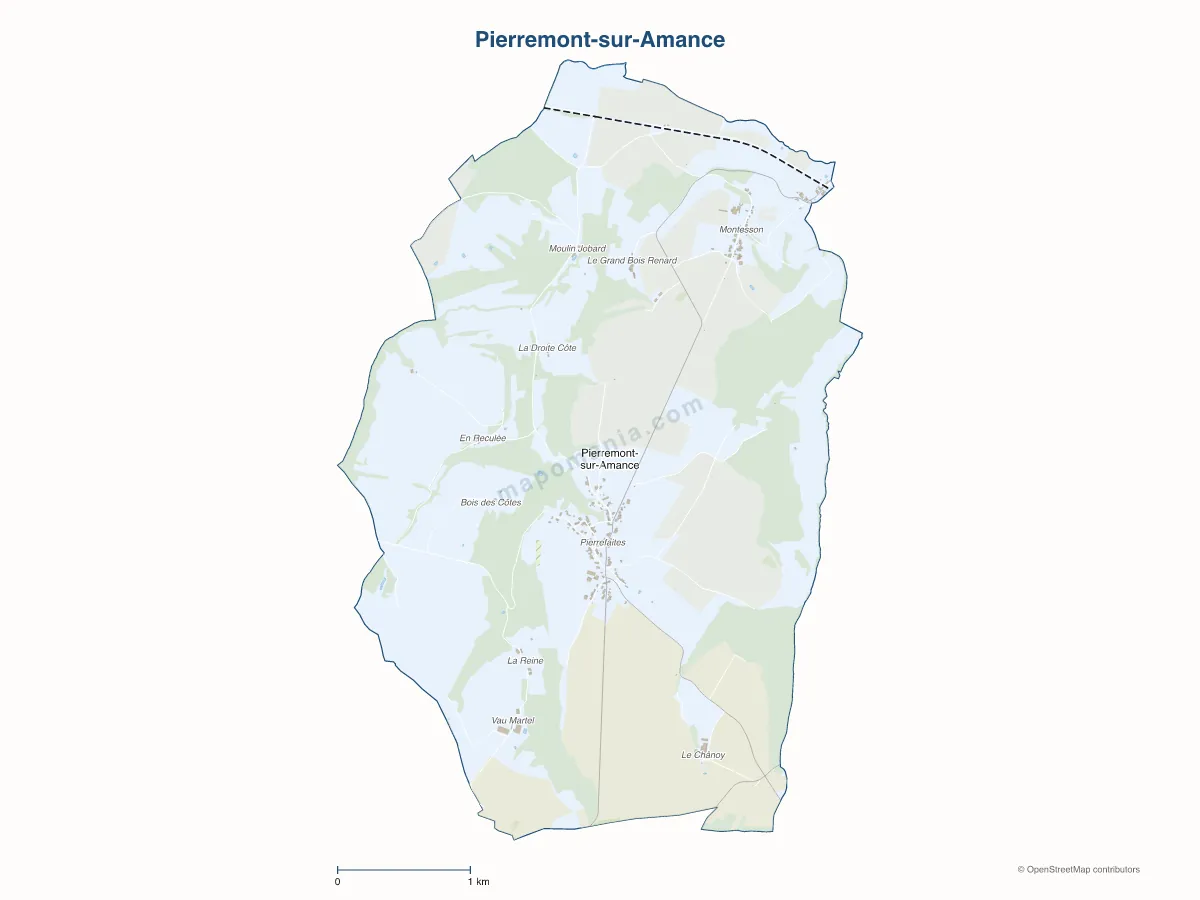 Carte de Pierremont-sur-Amance à personnaliser