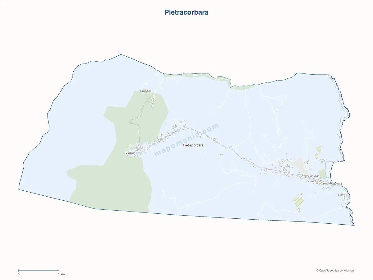 Carte de Pietracorbara à personnaliser