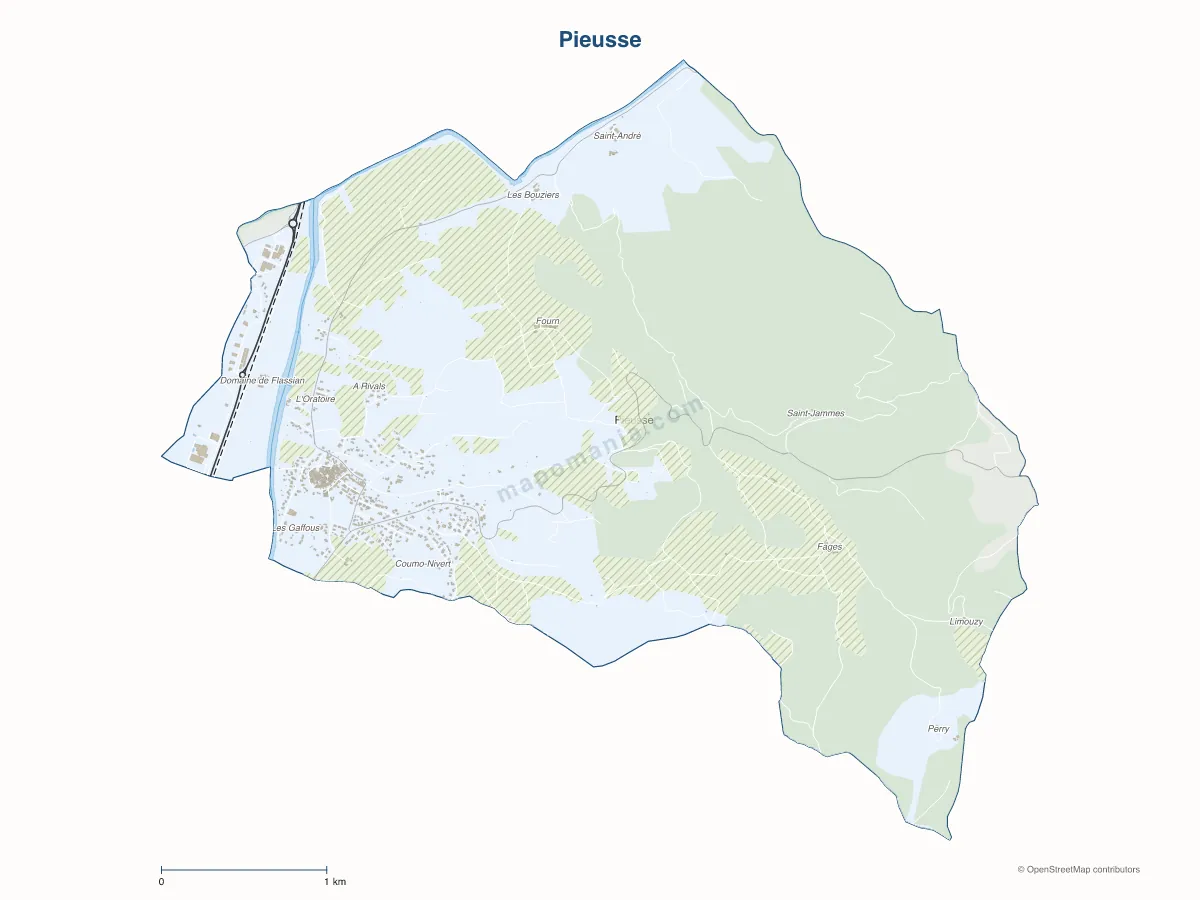 Carte de Pieusse à personnaliser