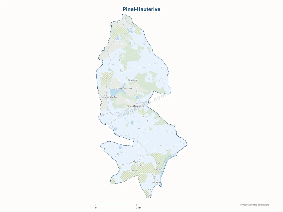 Carte de Pinel-Hauterive à personnaliser