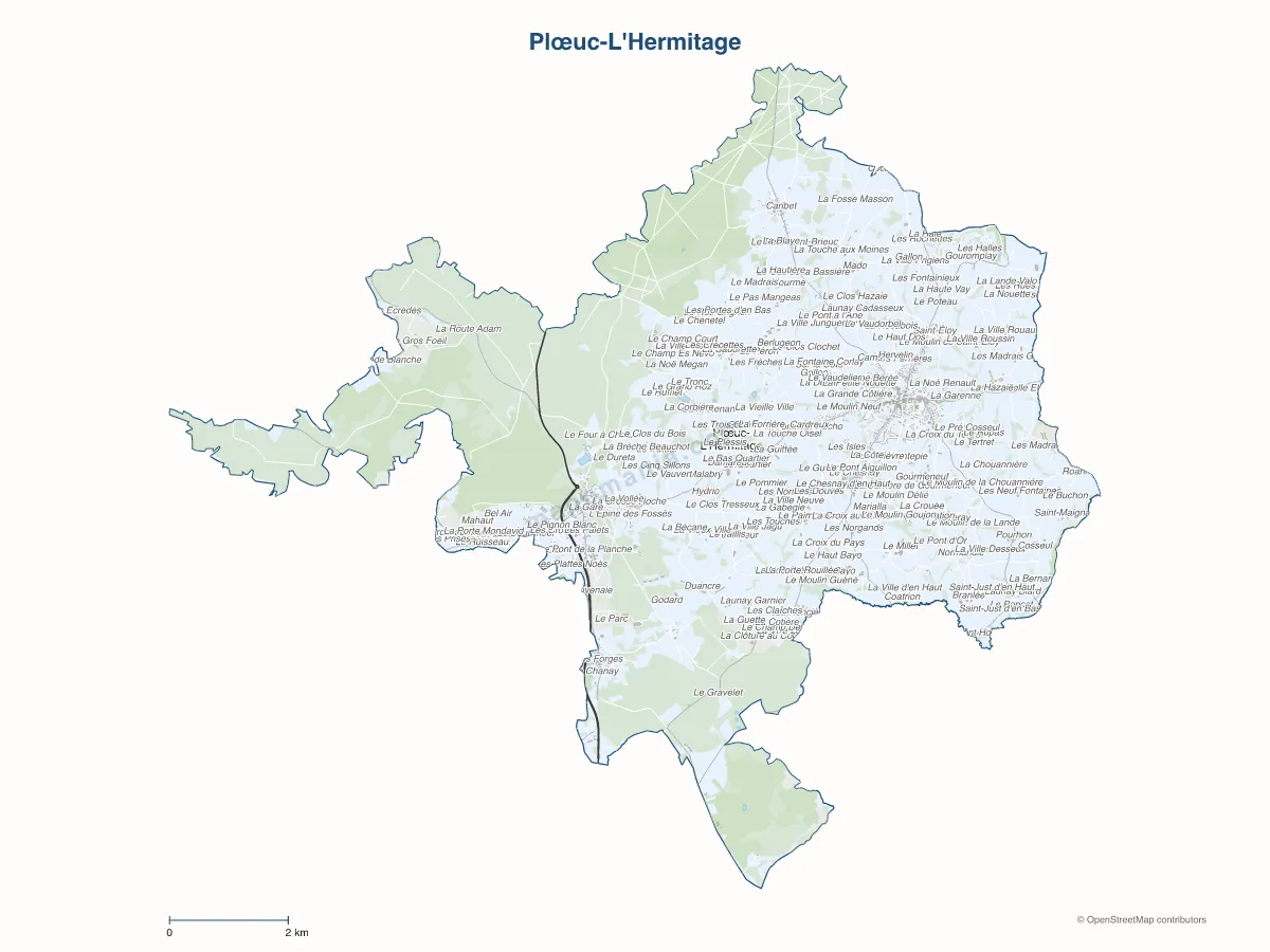 Carte de Plœuc-L'Hermitage à personnaliser