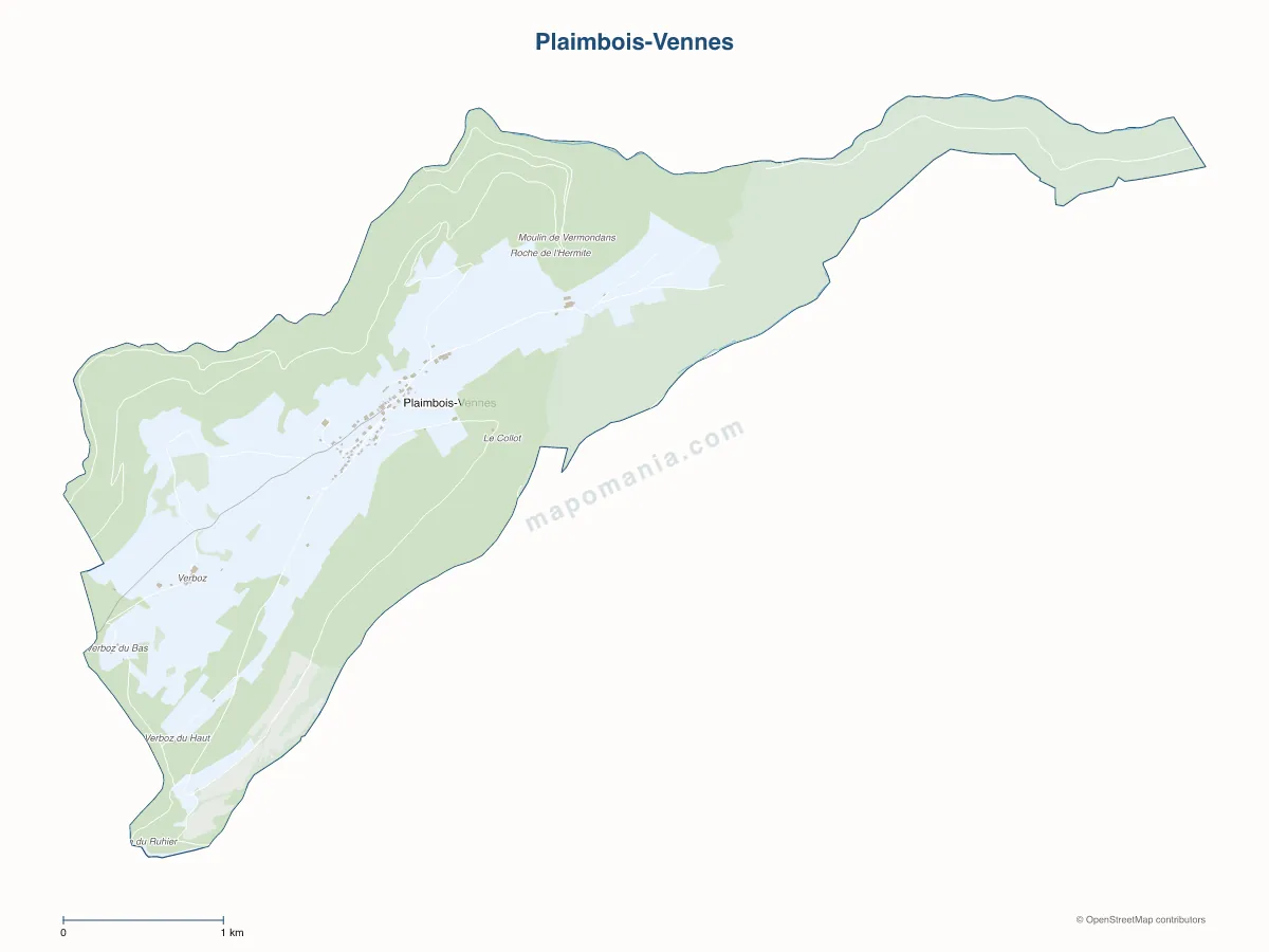 Carte de Plaimbois-Vennes à personnaliser