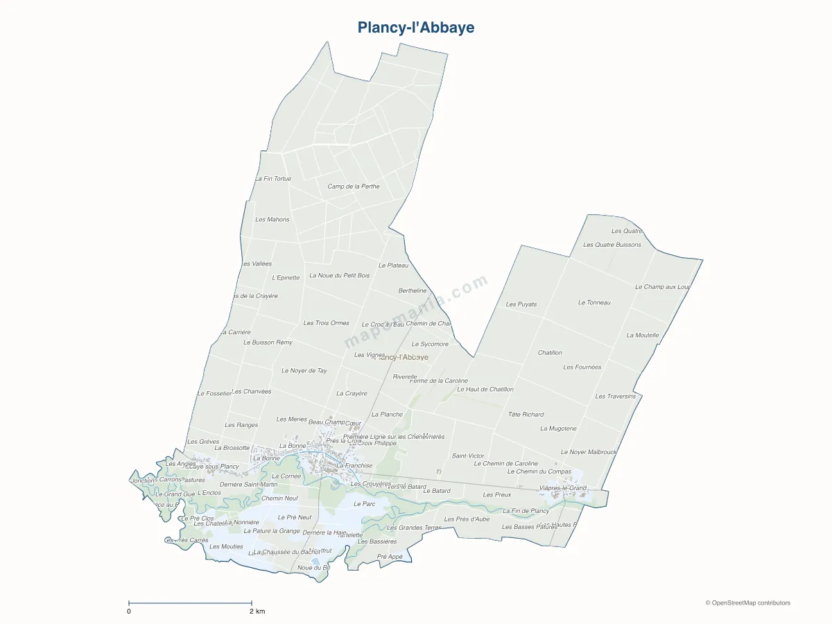 Carte de Plancy-l'Abbaye à personnaliser