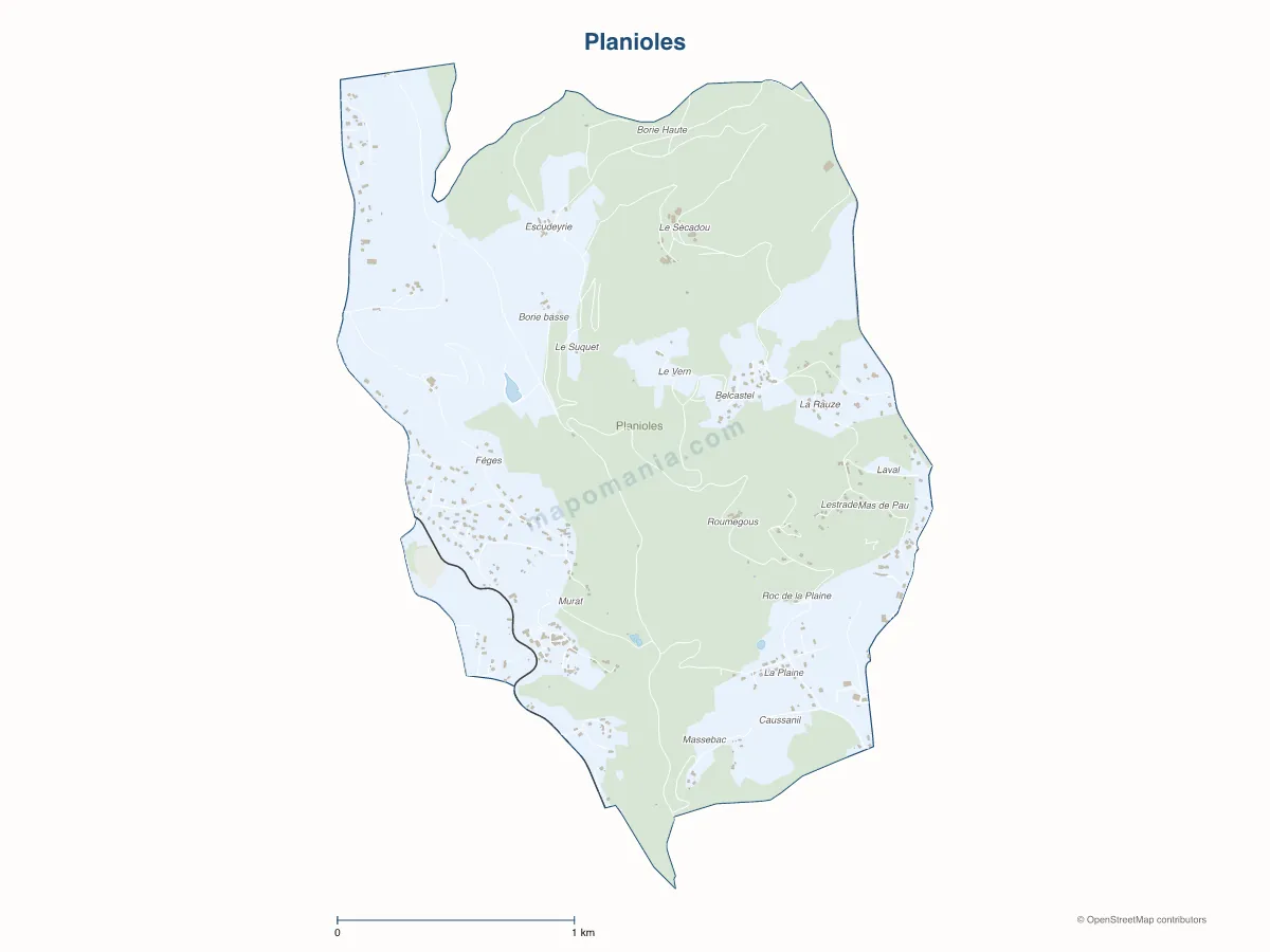 Carte de Planioles à personnaliser