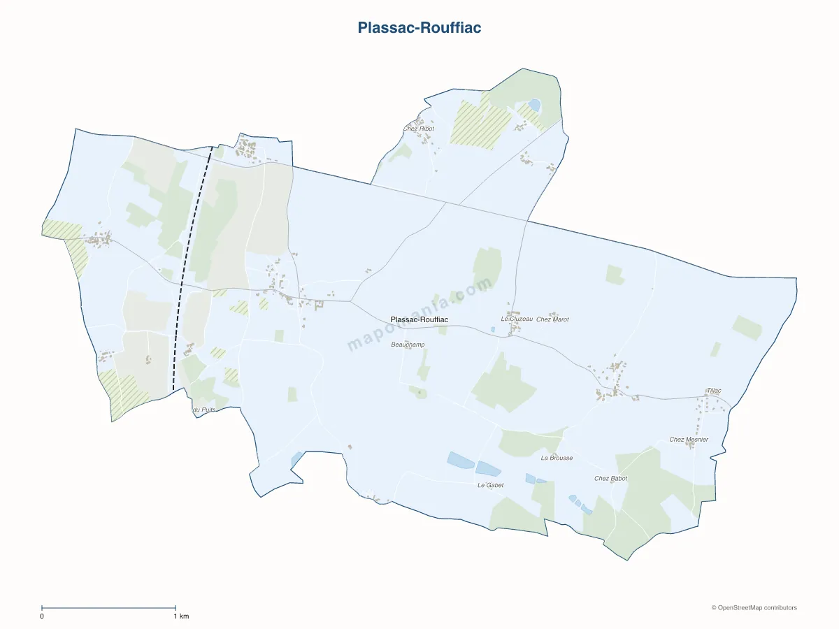 Carte de Plassac-Rouffiac à personnaliser
