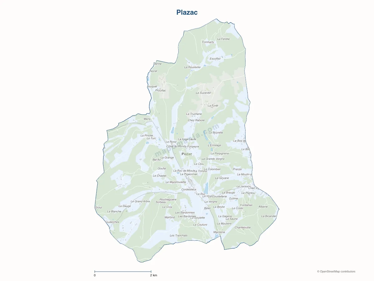 Carte de Plazac à personnaliser