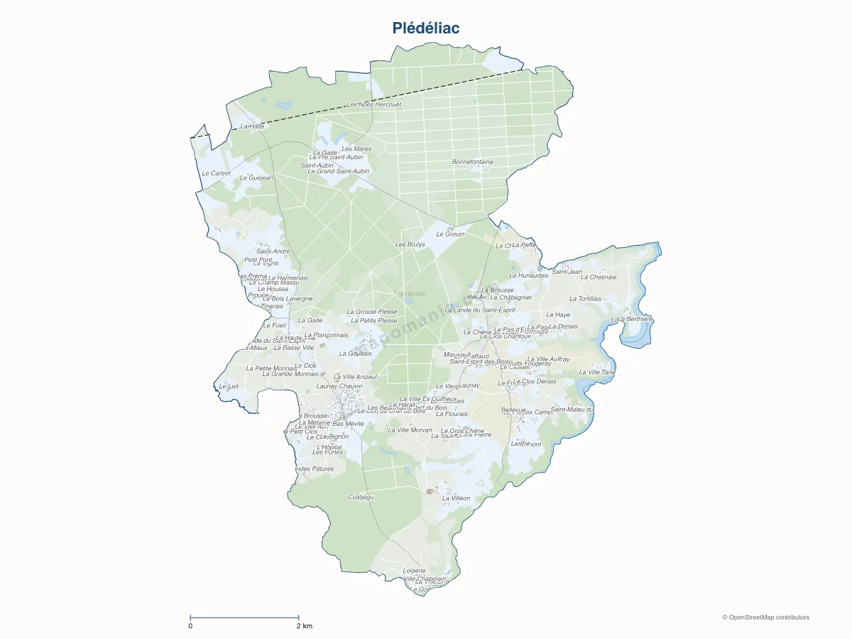 Carte de Plédéliac à personnaliser