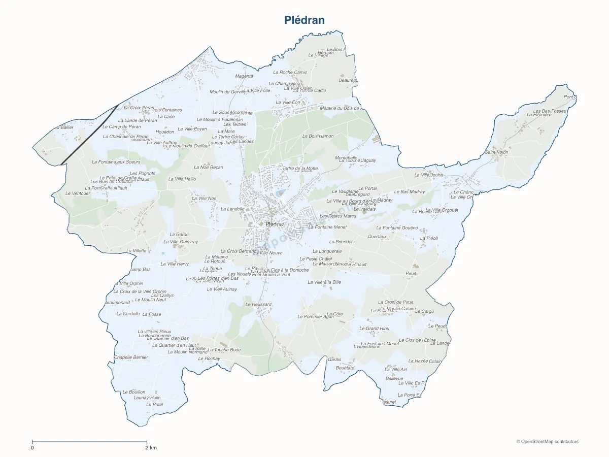 Carte de Plédran à personnaliser