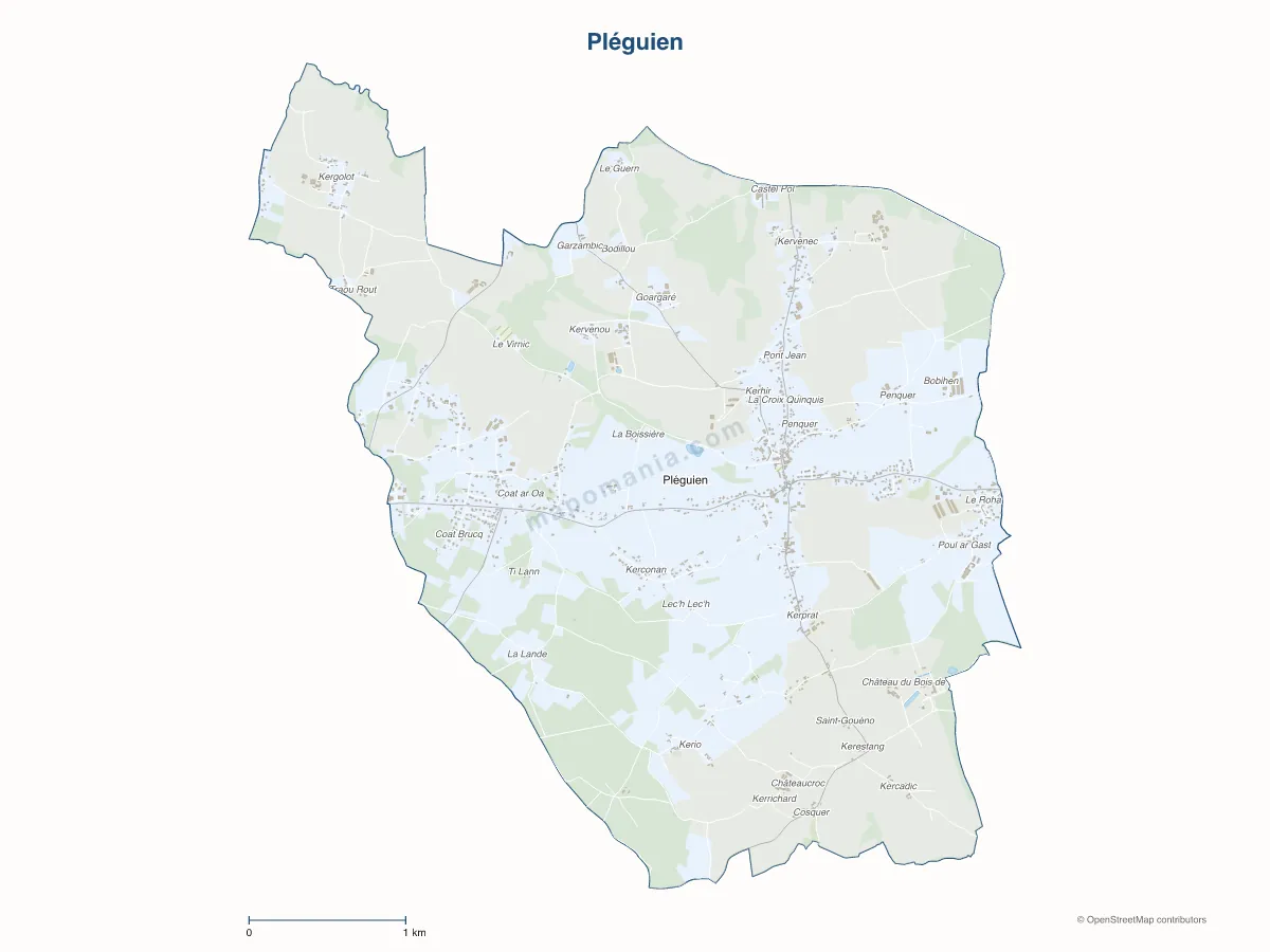 Carte de Pléguien à personnaliser