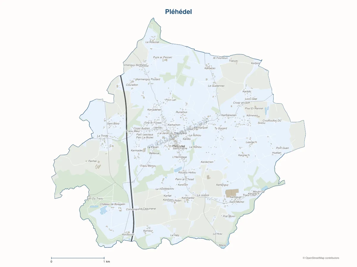 Carte de Pléhédel à personnaliser