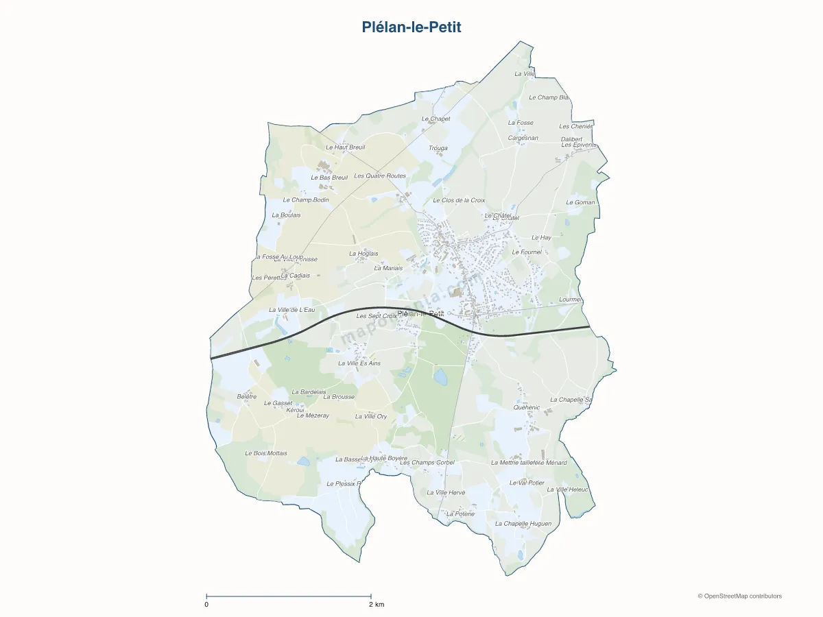 Carte de Plélan-le-Petit à personnaliser