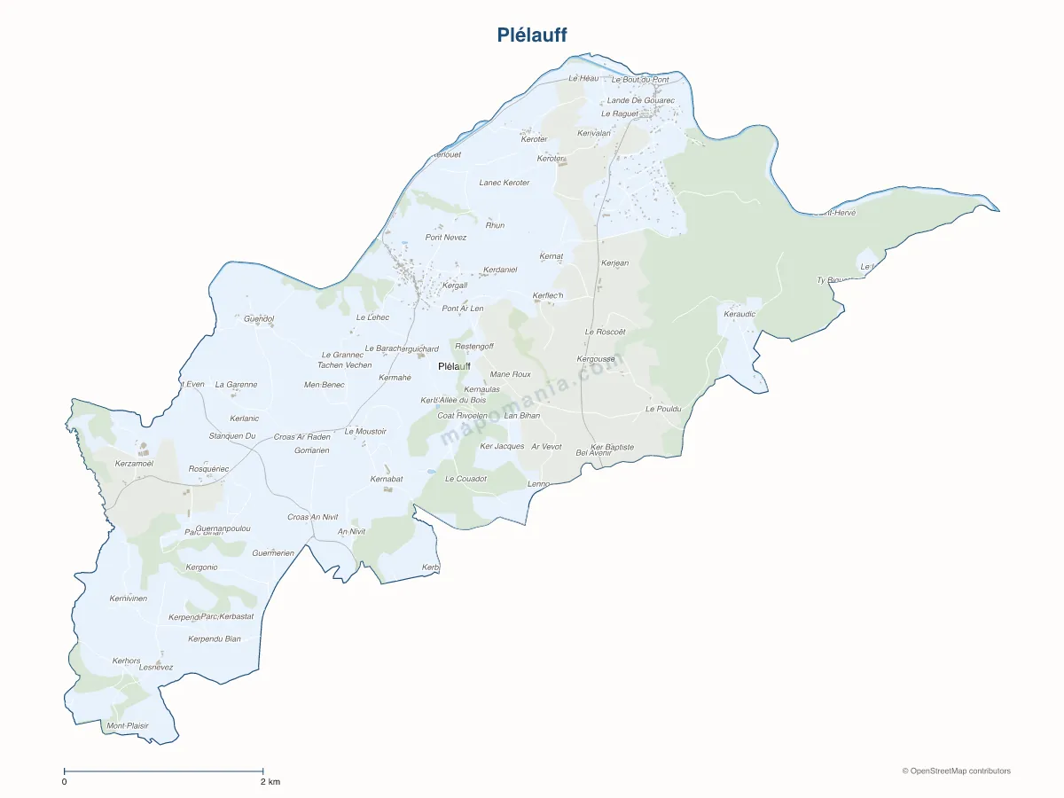 Carte de Plélauff à personnaliser