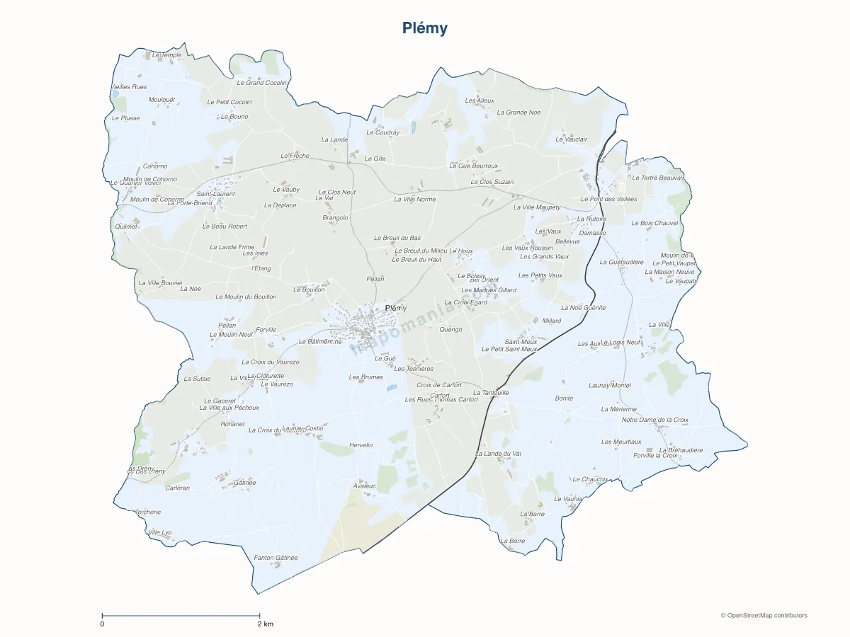 Carte de Plémy à personnaliser