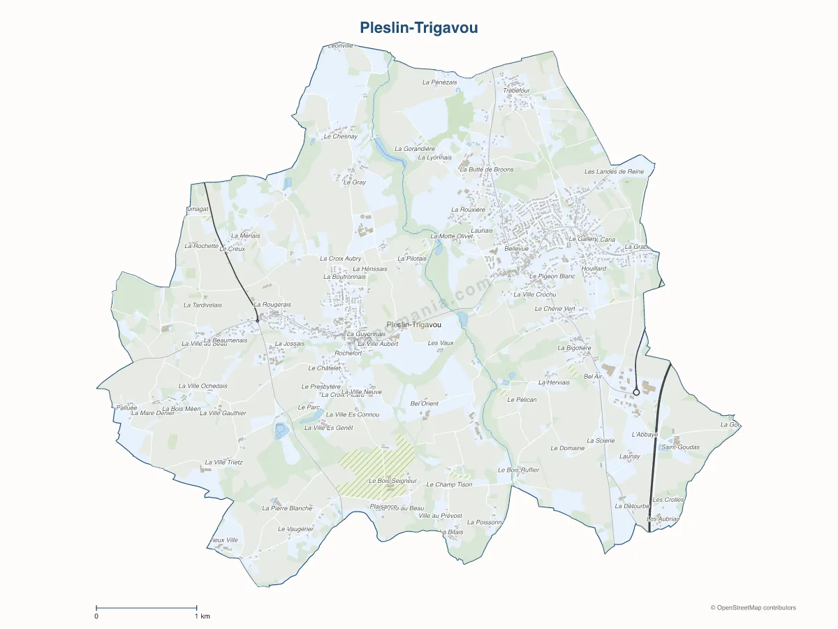 Carte de Pleslin-Trigavou à personnaliser
