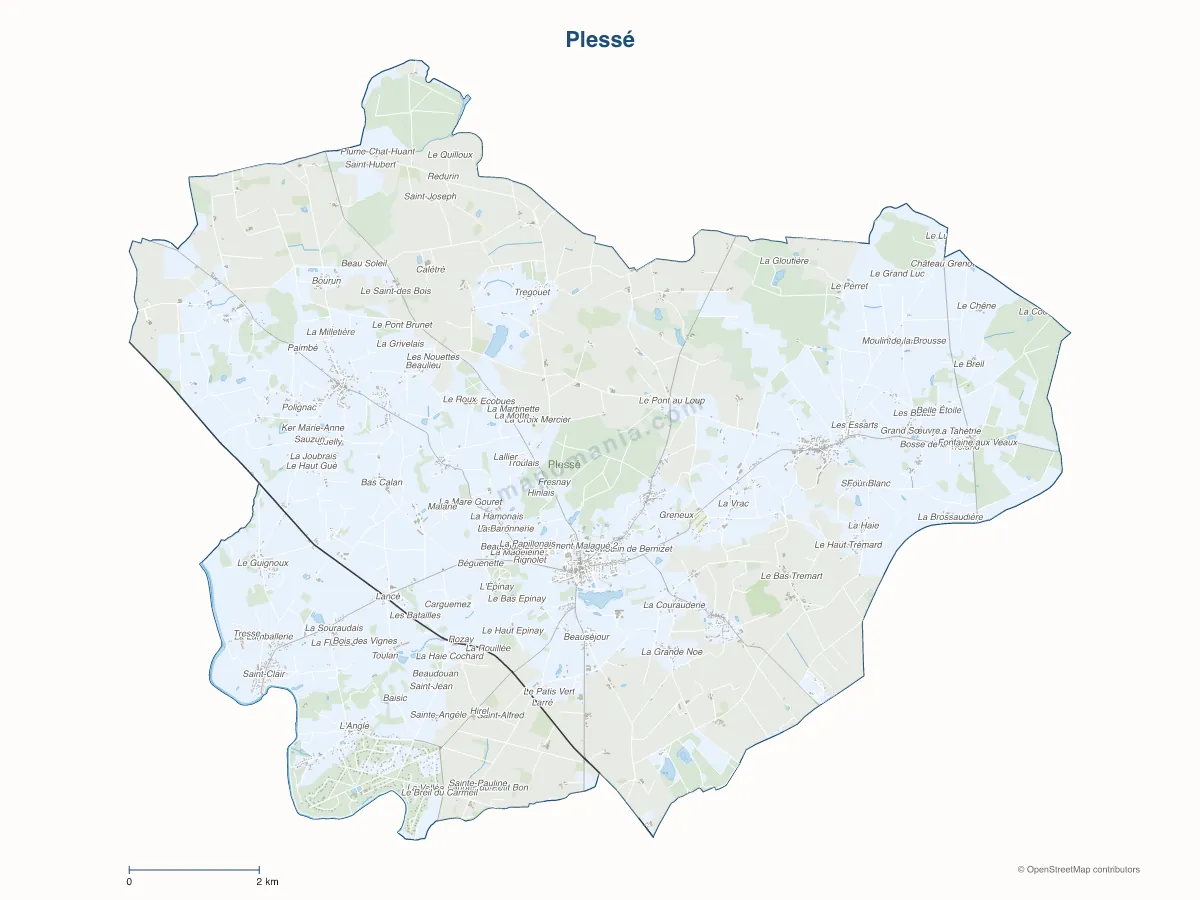 Carte de Plessé à personnaliser