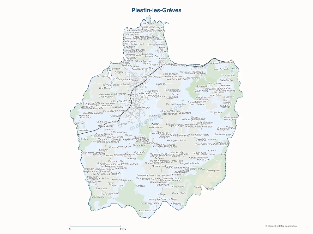 Carte de Plestin-les-Grèves à personnaliser