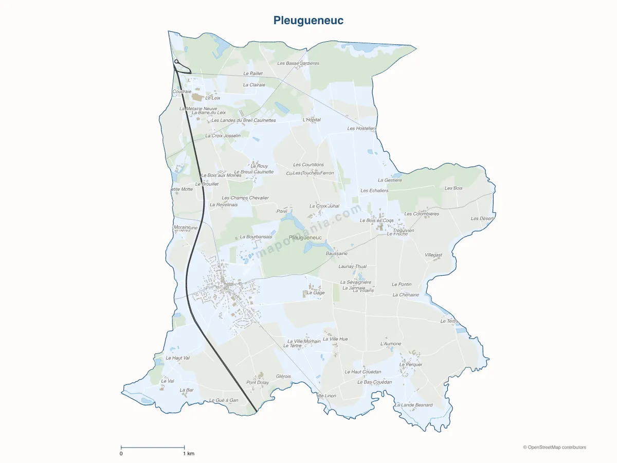 Carte de Pleugueneuc à personnaliser