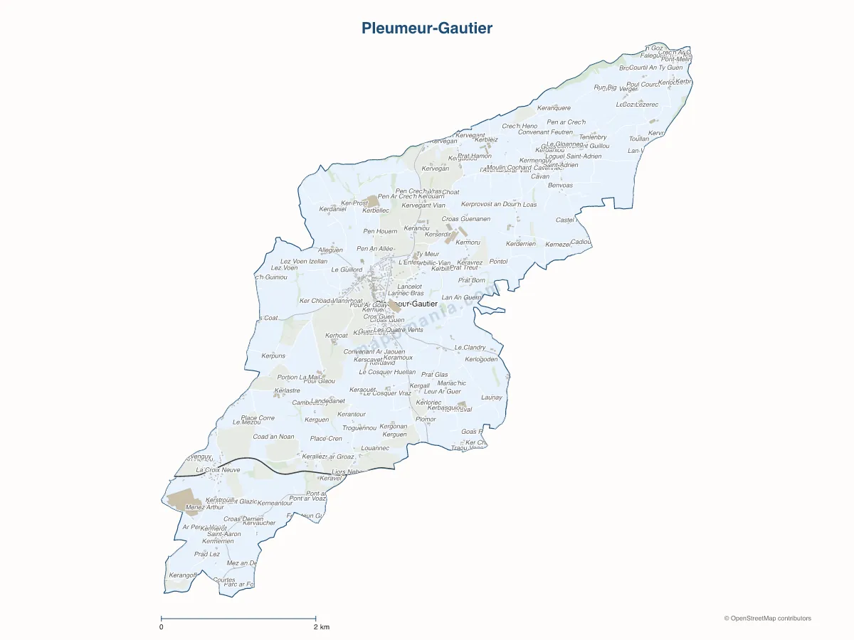Carte de Pleumeur-Gautier à personnaliser