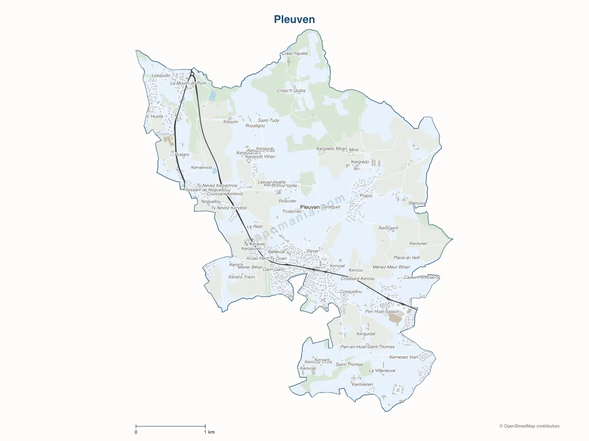Carte de Pleuven à personnaliser
