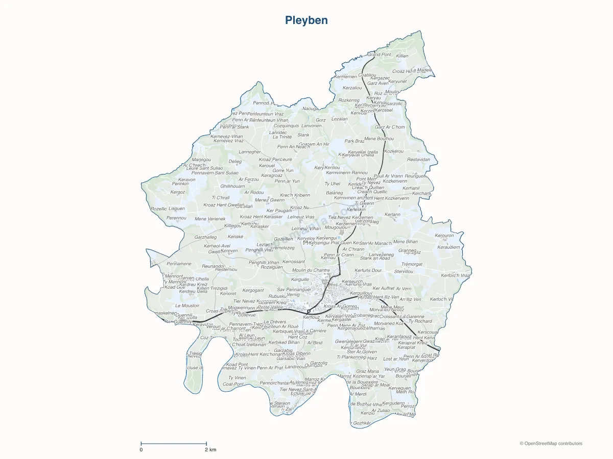 Carte de Pleyben à personnaliser