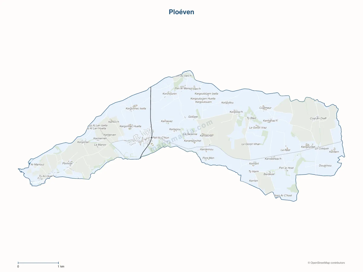 Carte de Ploéven à personnaliser