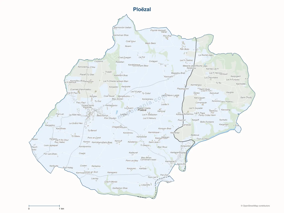 Carte de Ploëzal à personnaliser