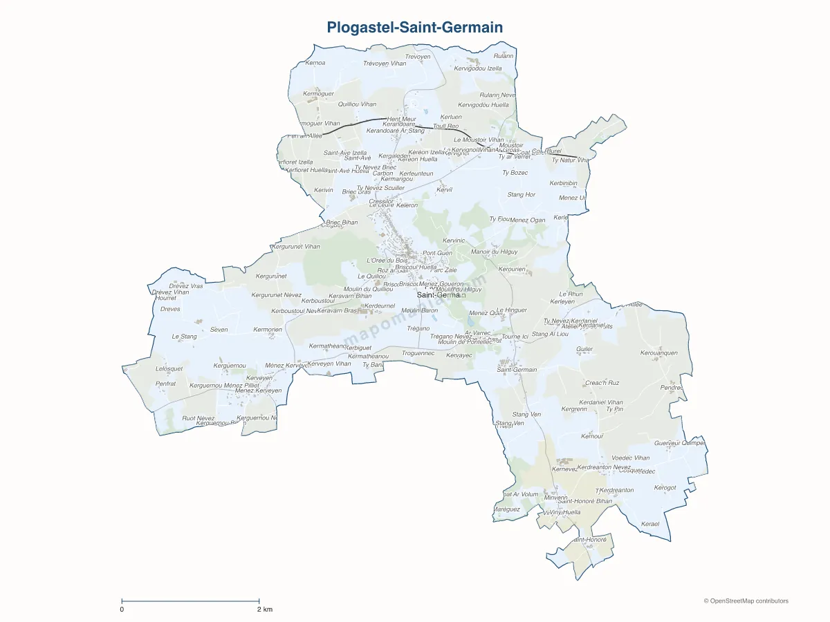 Carte de Plogastel-Saint-Germain à personnaliser