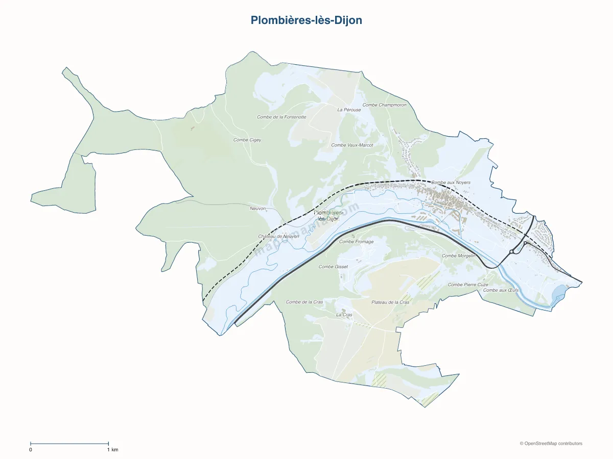 Carte de Plombières-lès-Dijon à personnaliser