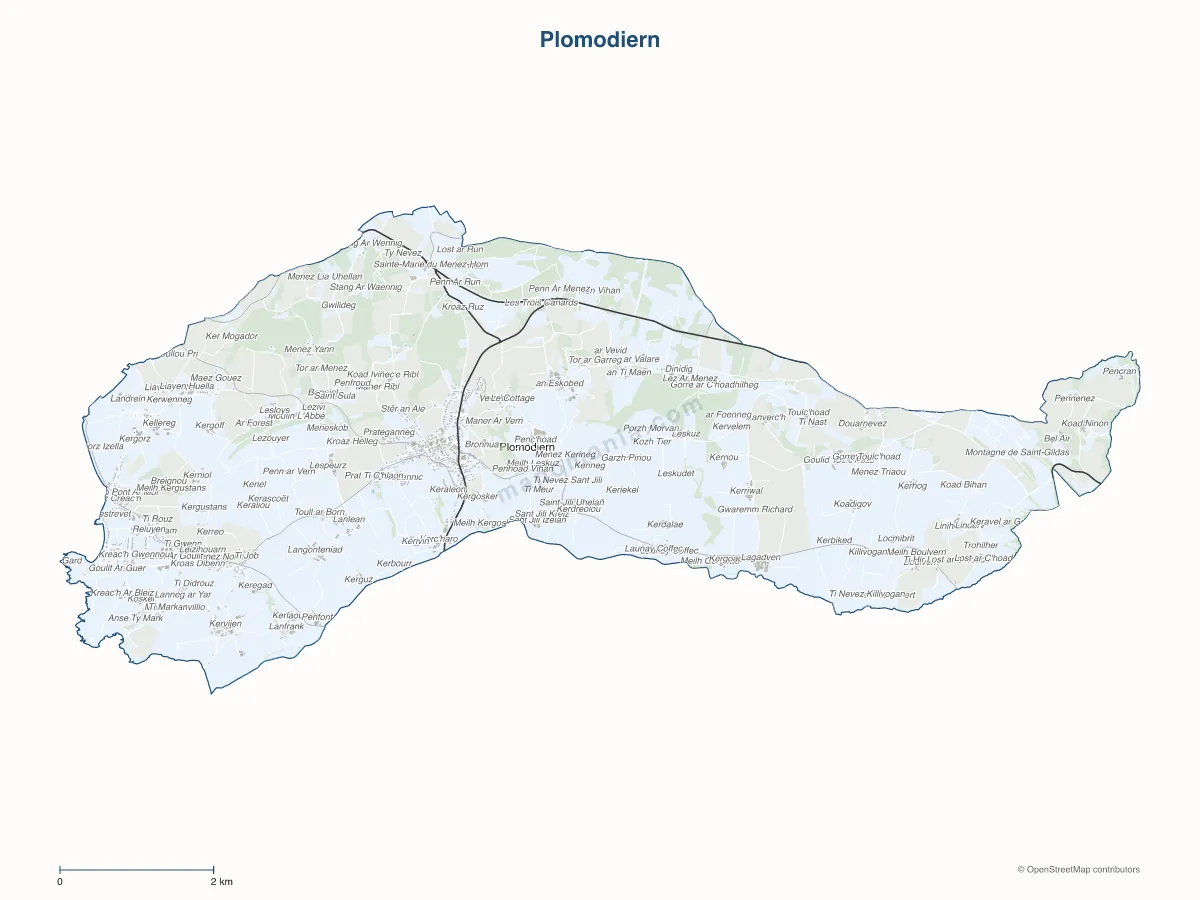 Carte de Plomodiern à personnaliser