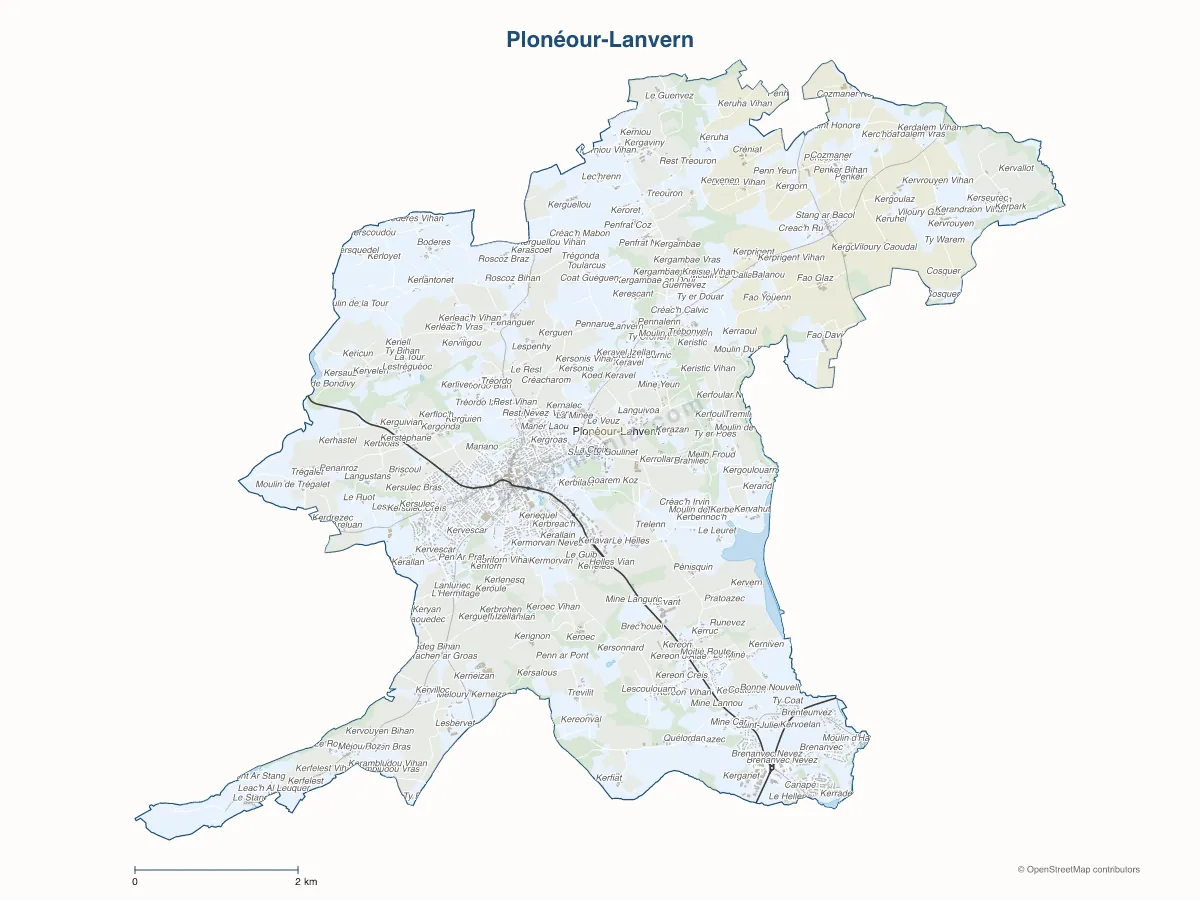 Carte de Plonéour-Lanvern à personnaliser