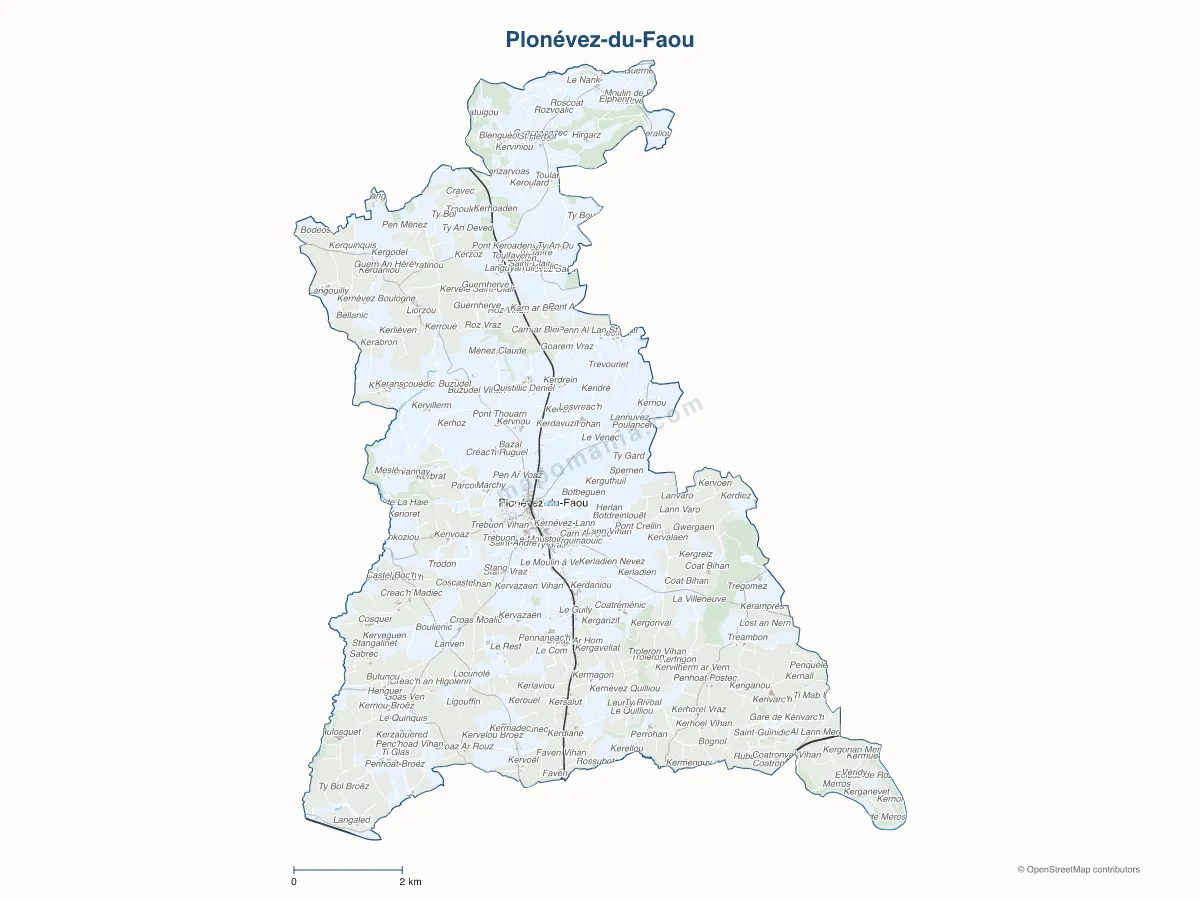 Carte de Plonévez-du-Faou à personnaliser