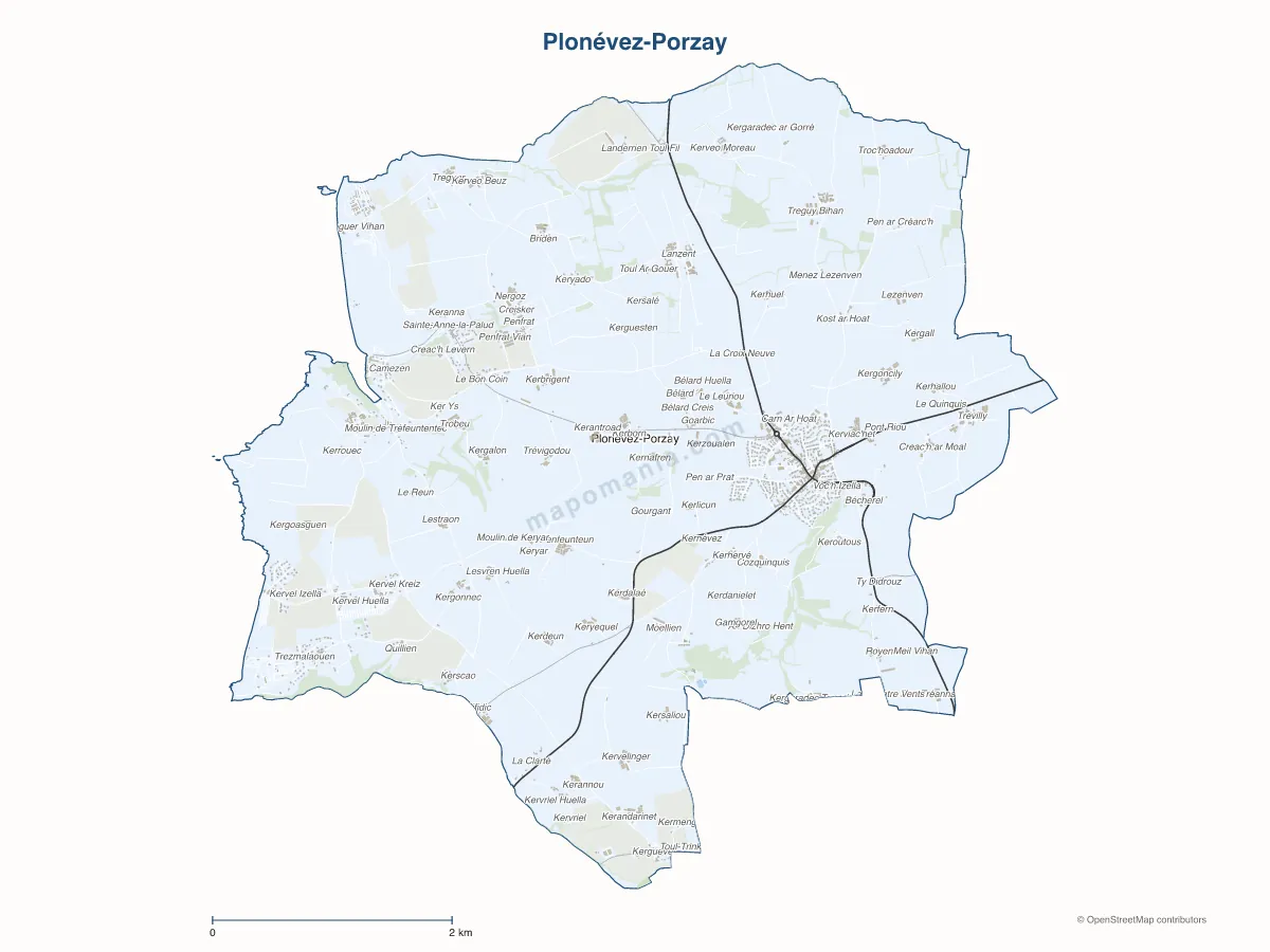Carte de Plonévez-Porzay à personnaliser